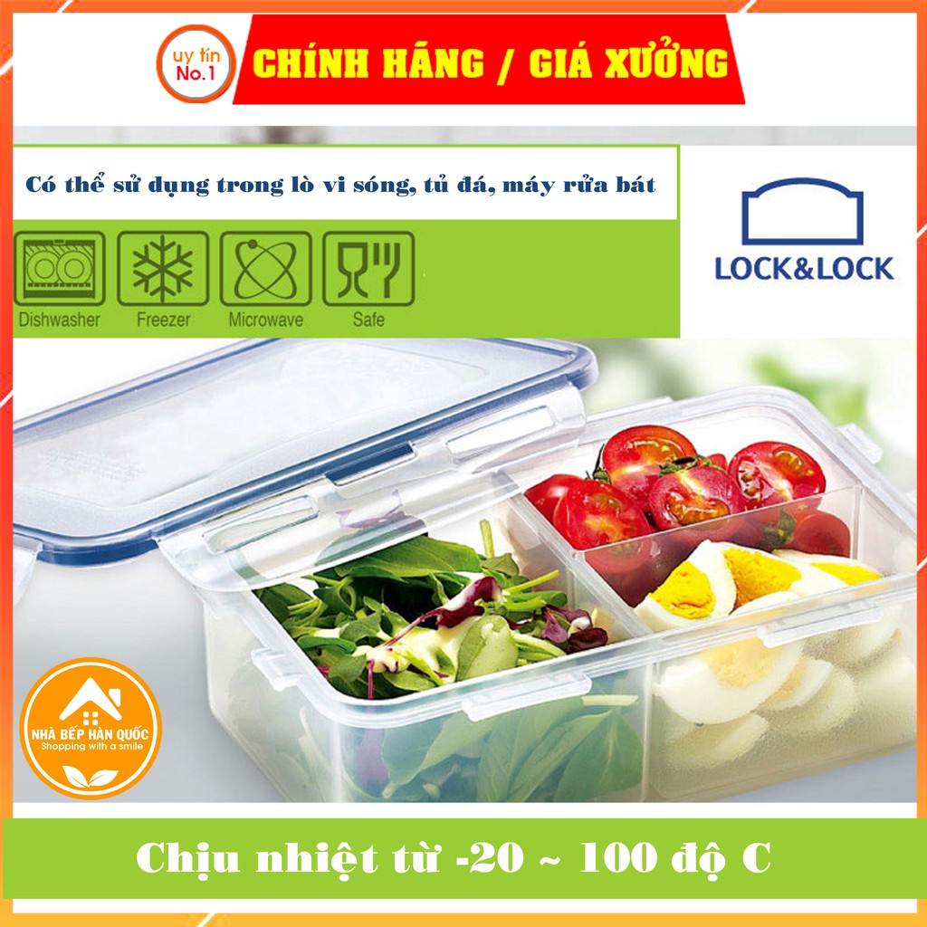  Hộp nhựa đựng thực phẩm, hôp đựng thức ăn chia ngăn LOCK and LOCK HPL816C Classic 800ml