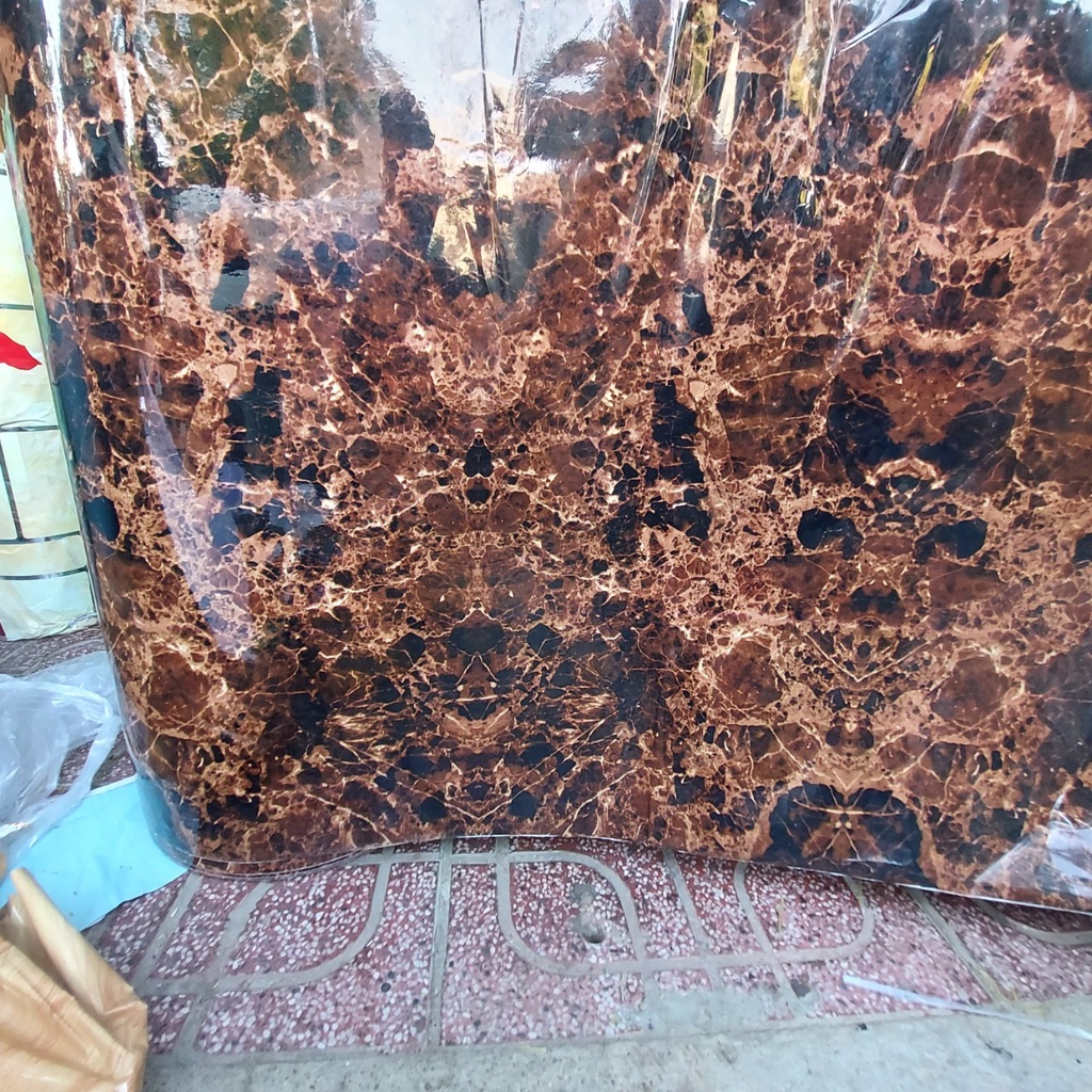 Decal tráng nhôm dán bếp ĐÁ HOA CƯƠNG NÂU ĐEN khổ 60cm có keo sẵn