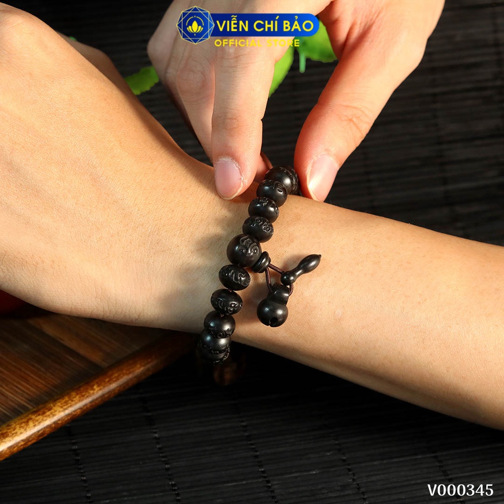 Vòng tay nam nữ Phong thủy Khí Tử Mộc hạt bầu dục thời trang phụ kiện trang sức Viễn Chí Bảo V000345