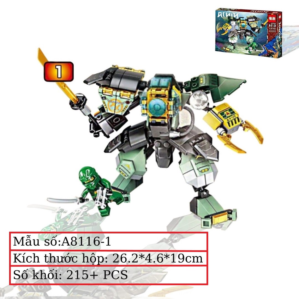 Đồ chơi lắp ráp, lego ninjago mẫu A8116-cuộc chiến dưới đáy đại dương +200PCS/bộ