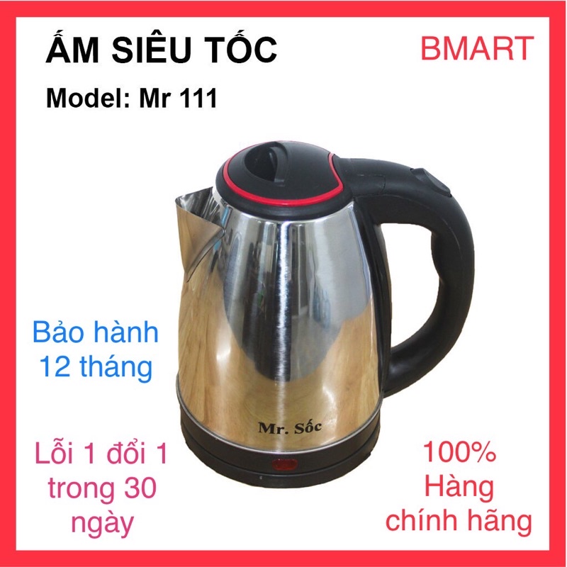 (Chính hãng-Lỗi 1 đổi 1) Ấm siêu tốc Inox UNILIFE | Mr.Sốc, Ấm siêu tốc thuỷ tinh Chefman 1.8 Lít [ Bảo hành 12 tháng ]