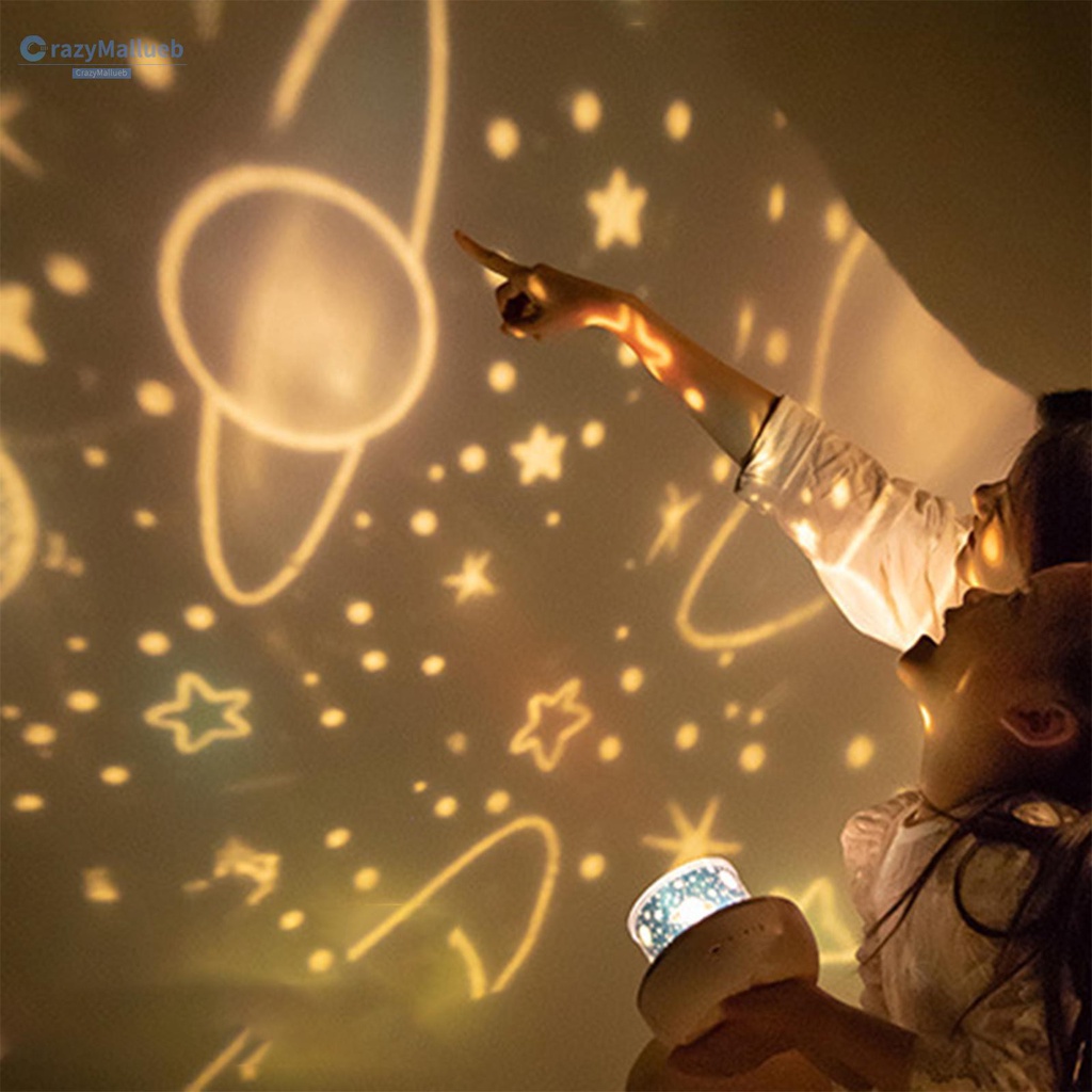 Crazymallueb❤Projector Night Light USB Rechargeable Romantic Star Sky Lamp for Kids Bedroom❤Lighting