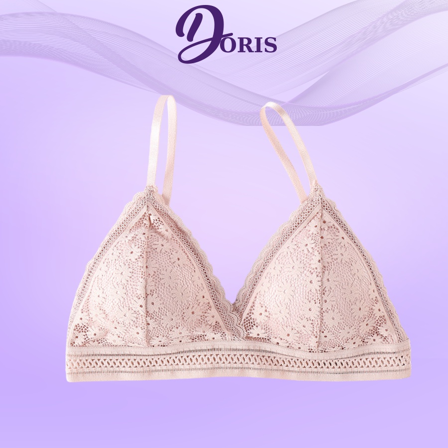Áo lót ngực bra cotton đệm mỏng phối ren hoa siêu xinh DORIS - 7338