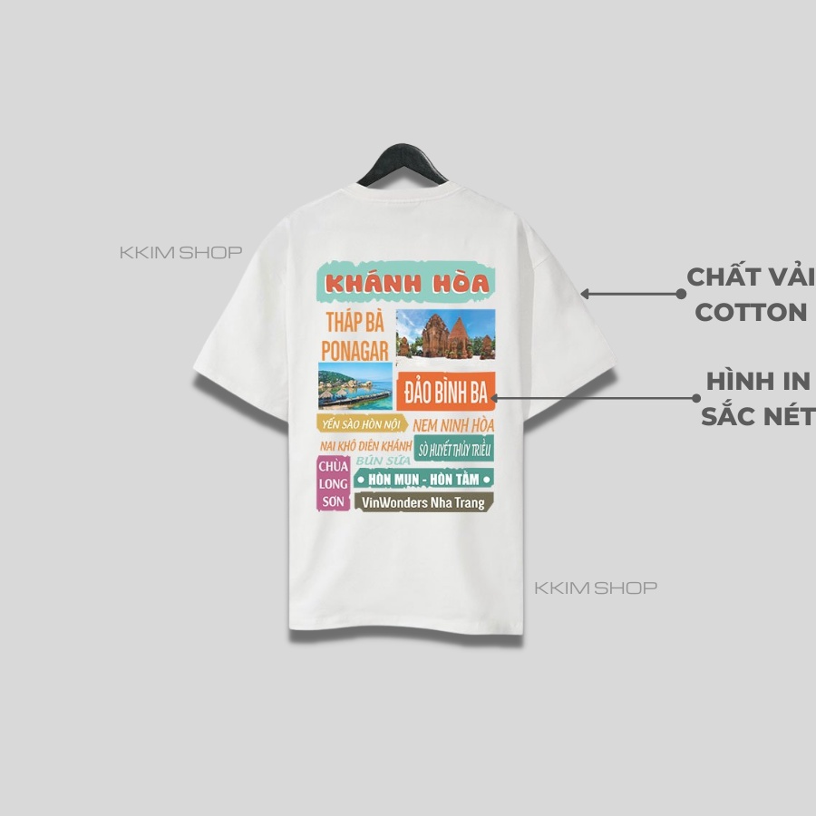 Áo thun tay lỡ KHÁNH HÒA, Áo phông 63 tỉnh thành Form rộng oversize, chất liệu Cotton KKIMSHOP