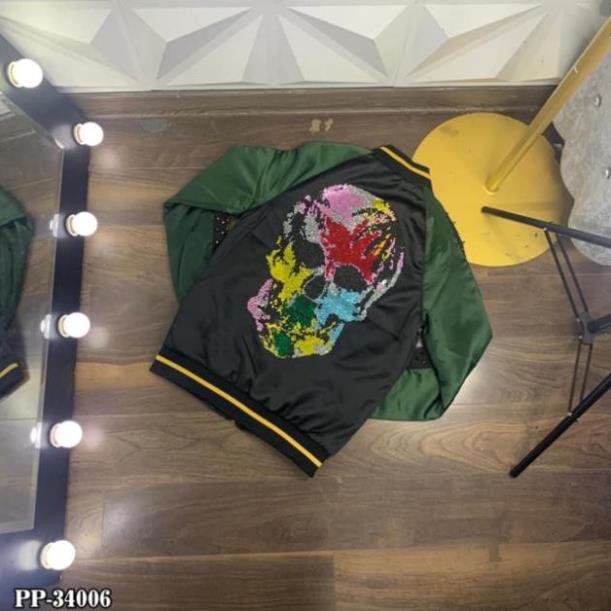 𝐗Ả 🍀 (Sỉ = Lẻ) Áo khoác jacket bomber đầu lâu đính đá * ↺ ¹ . - Az1 ❀ ❀