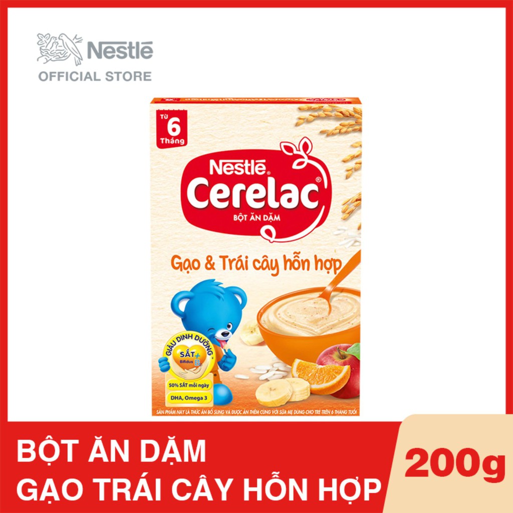 Bột Ăn Dặm Nestle Cerelac - Gạo Và Trái Cây (200g)