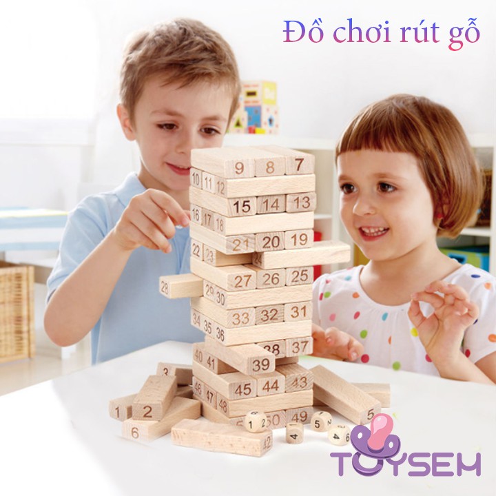 Bộ trò chơi rút gỗ Toysem kịch tính hấp dẫn cho trẻ từ 6 tuổi - Đồ chơi xếp hình - Quà tặng sinh nhật, thôi nôi cho bé