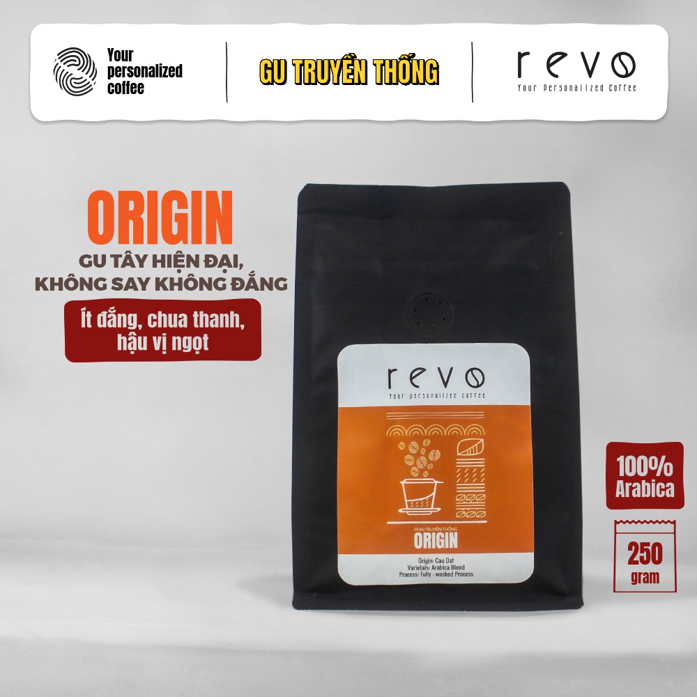Cà Phê Rang Xay Nguyên Chất Revo Origin - 100% Arabica - Chuyên dùng pha phin - gói 250gr | BigBuy360 - bigbuy360.vn