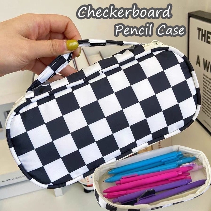 Hộp bút kẻ caro học sinh sinh viên túi đựng bút nhiều ngăn giá rẻ