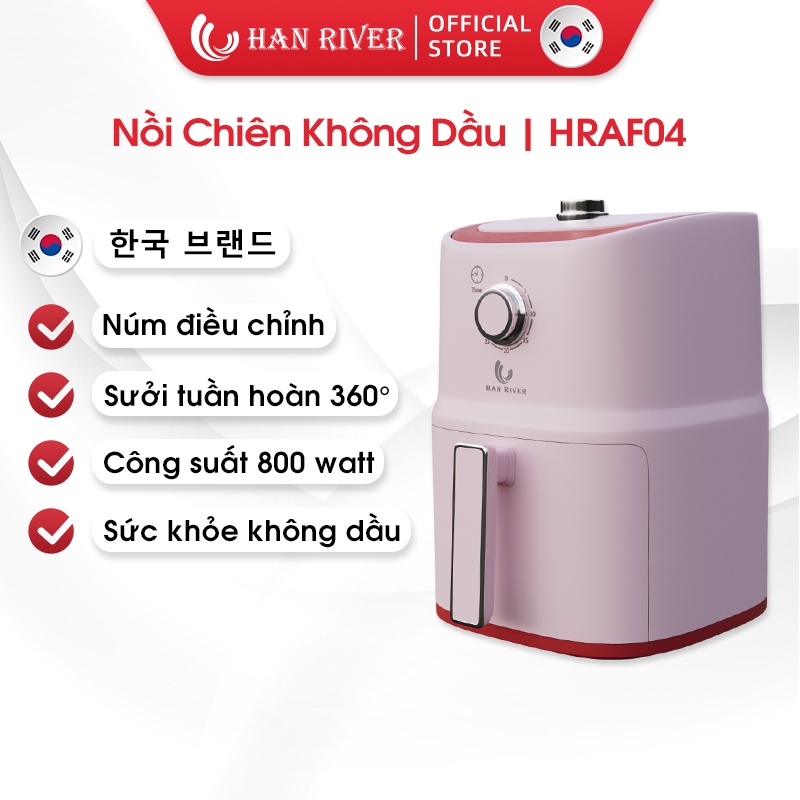 Nồi chiên không dầu HAN RIVER HRAF04 công suất 800W có nút điều chỉnh dung tích 3.0 lít