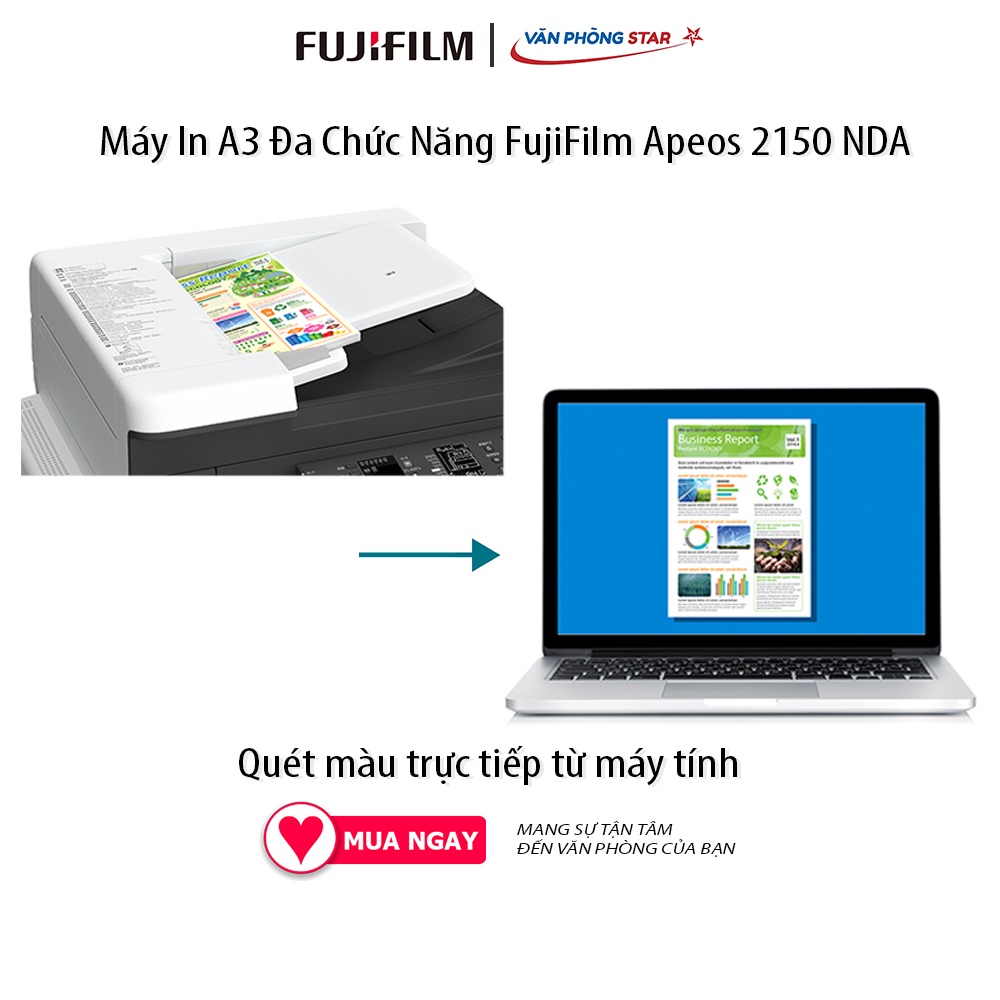 Máy in A3 đa chức năng in copy scan màu FujiFilm Apeos 2150NDA tốc độ in 21 trang/phút, in, scan 2 mặt tự động có WIFI