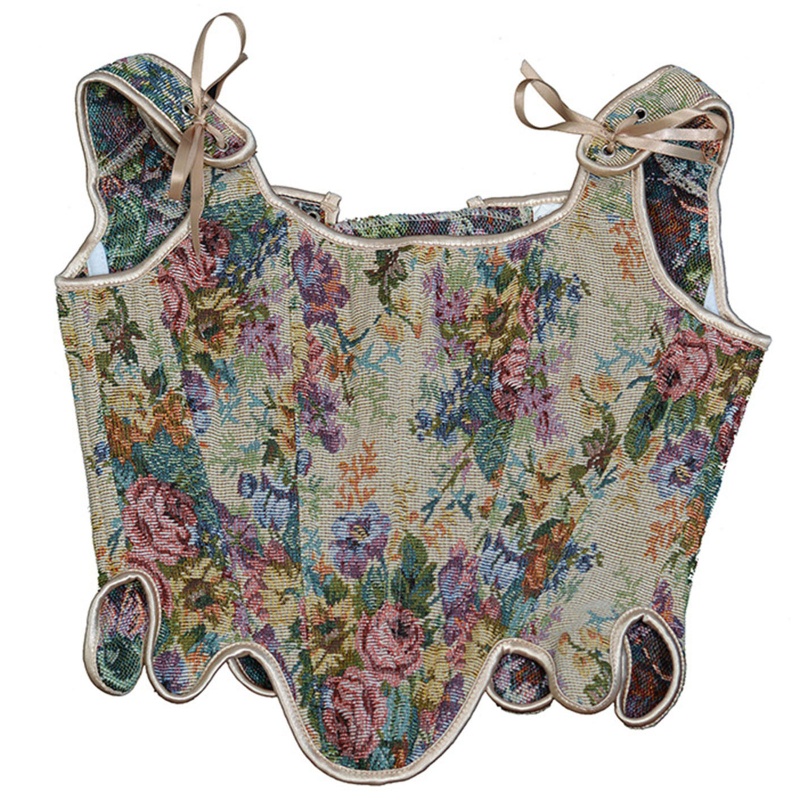 Áo Croptop Hai Dây In Hoa Phong Cách Cổ Điển Thời Trang Đi Biển Cho Nữ