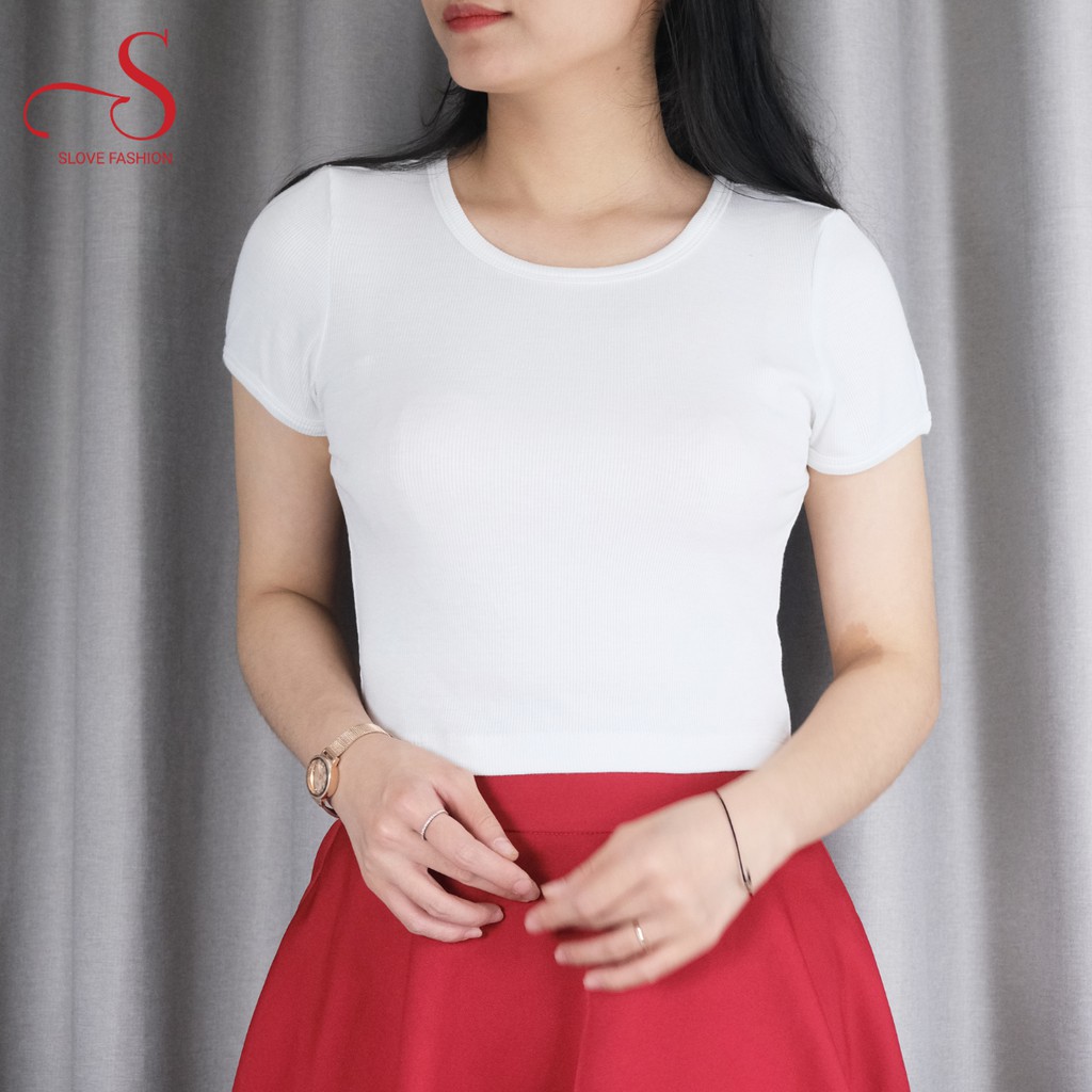Áo croptop nữ, áo body nữ, áo thun nữ, ôm body với ba màu - đen, trắng, đỏ | BigBuy360 - bigbuy360.vn