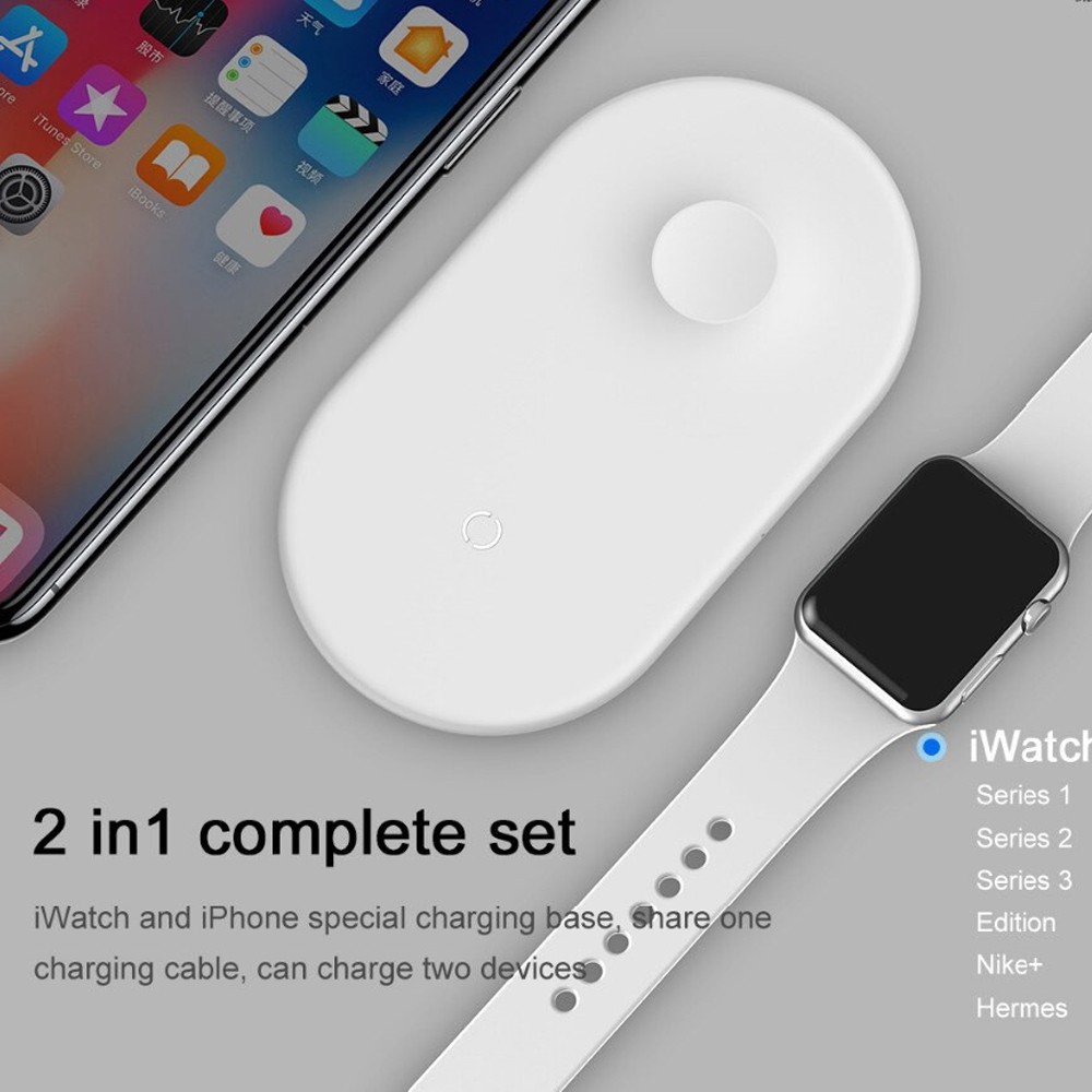 Đế sạc không dây Baseus BSWC-P19 2 in 1 sạc cùng lúc điện thoại và Apple Watch ( kèm dây Lightning 1.2m )