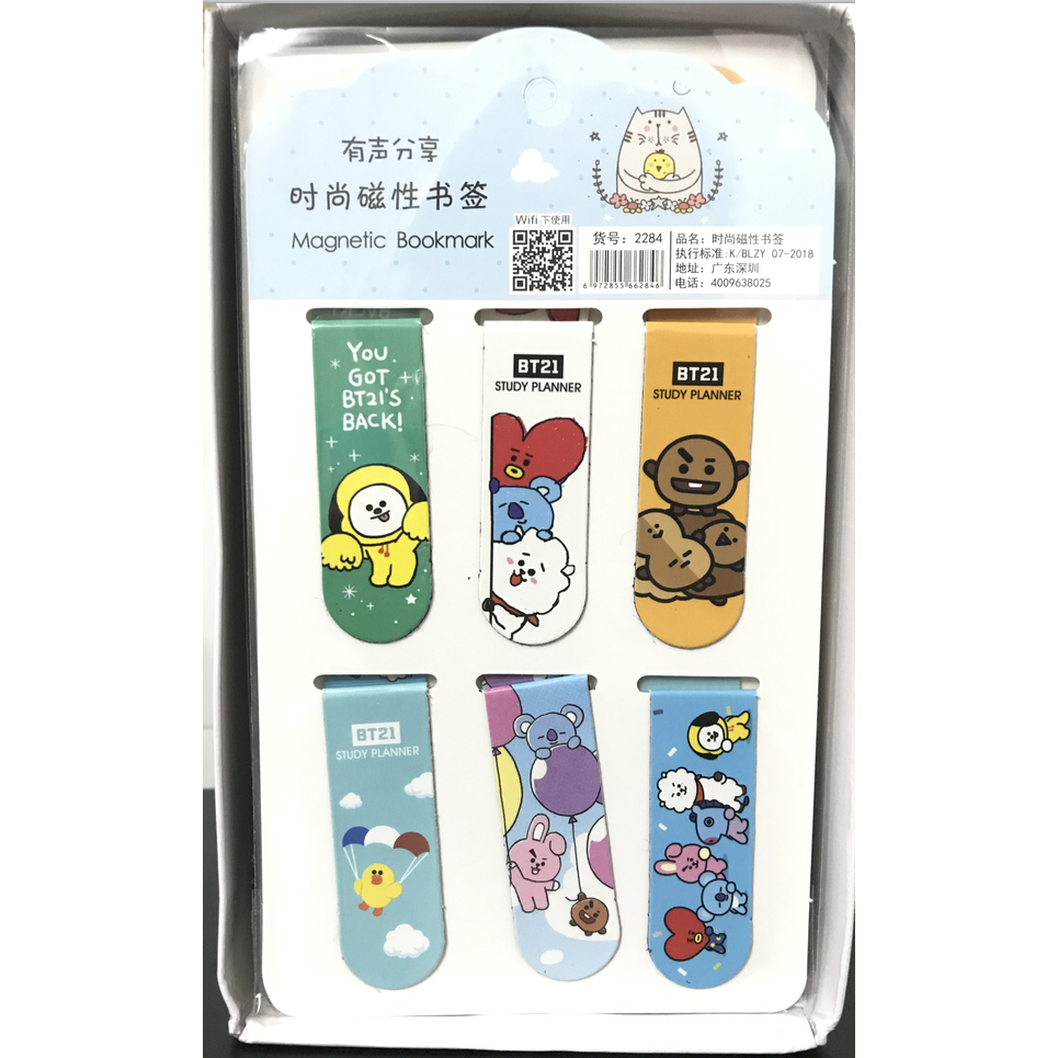 6 mảnh Dụng cụ đánh dấu sách hình MJJ KPOP BTS / BT21