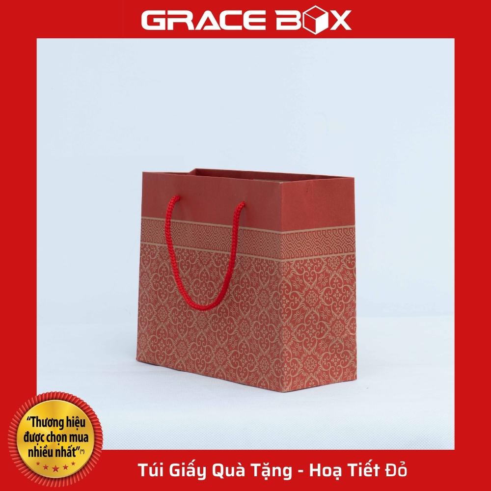 {Giá Sỉ} Túi Giấy Quà Tặng - Họa Tiết Đỏ - 23 x 19 x 9 cm - Siêu Thị Bao Bì Grace Box