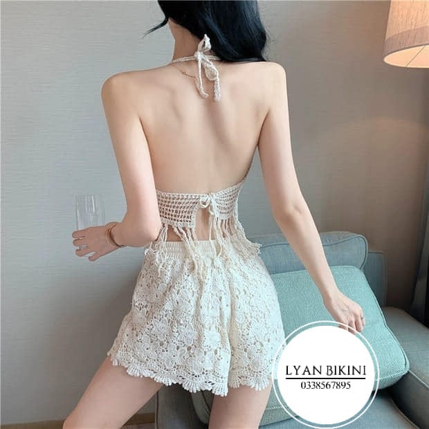 Bikini đồ bơi nữ 2 mảnh áo choàng len móc kín đáo cao cấp đi biển LYAN BIKINI B04