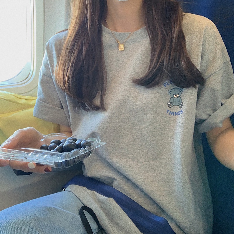 NRVP Áo Thun Nữ Dáng Dài Rộng Tay Ngắn Phong Cách Thời Trang Đường Phố Hàn Quốc