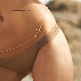 UU Women Fashion Cross Bikini Waist Chains Charm Simple Hollow Heart Body Chain UU