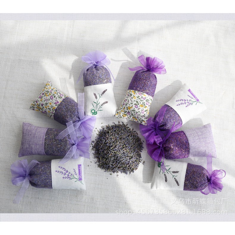 Túi thơm nụ hoa khô Lavender cao cấp, dùng treo xe ô tô, tủ quần áo, góc làm việc, hương thơm dịu nhẹ