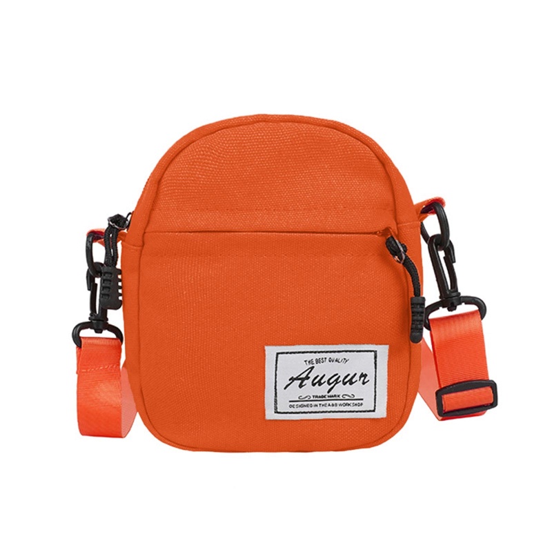 Túi Đeo Chéo Canvas Mini Màu Trơn Có Khóa Kéo Thời Trang Cho Nữ