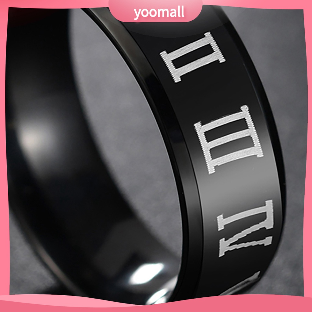 Nhẫn Thép Không Gỉ In Số La Mã Sang Trọng Cho Nam