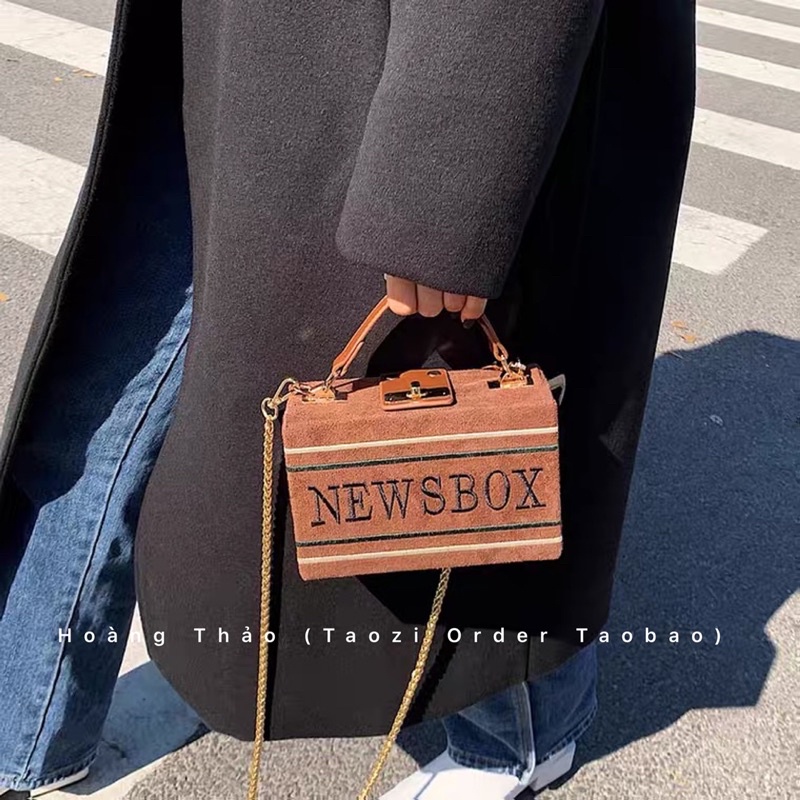 Túi hộp đeo chéo có chữ quai xách chất nỉ da lộn siêu đẹp ♥️
