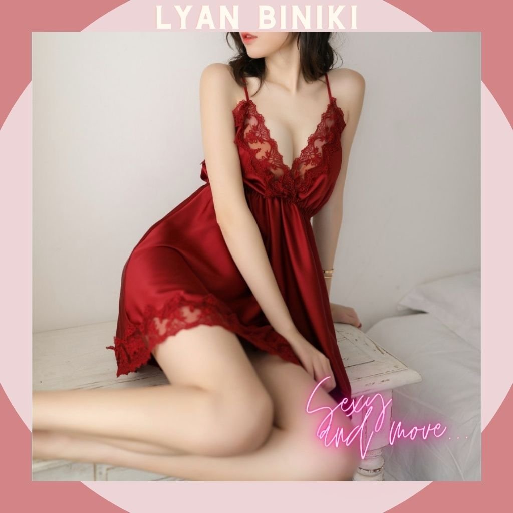 Váy ngủ lụa viền ren 2 dây sexy gợi cảm LYAN BIKINI L010