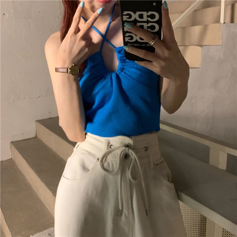 Áo Hai Dây Dệt Kim Quyến Rũ Thời Trang Hè Cho Nữ