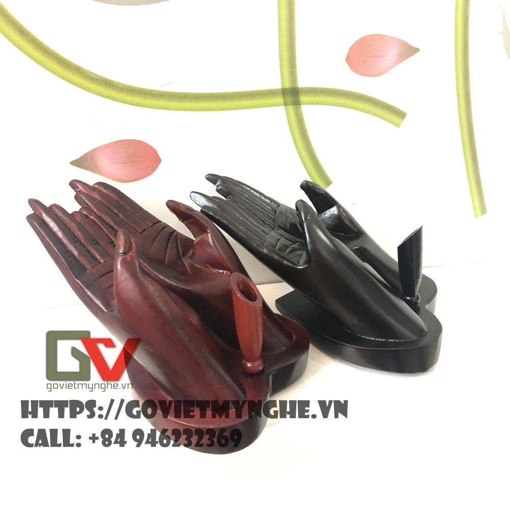 Hộp Đựng Name Card - Card Visit Bàn Tay Gỗ + Cắm bút gỗ _ Trang trí bàn làm việc - Gỗ Tự Nhiên