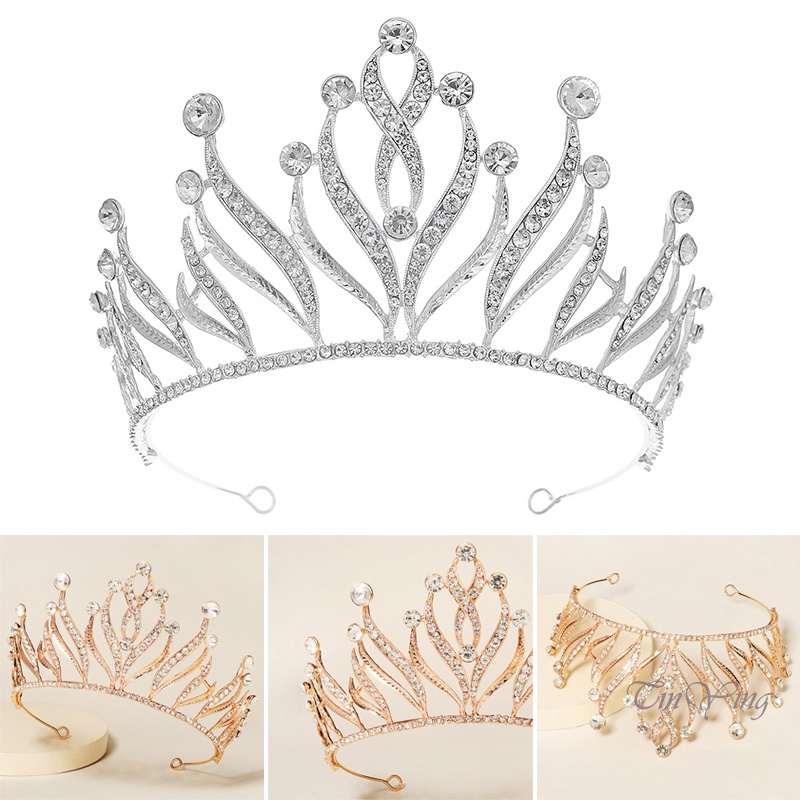 GETNOIVAS Băng Đô Cài Tóc Hình Vương Miện Đính Đá Lấp Lánh Thời Trang Cho Cô Dâu