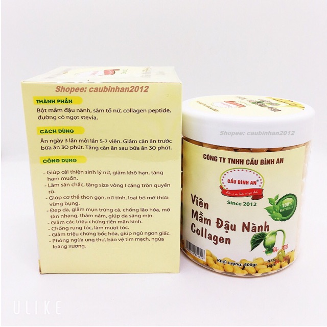 Mầm Đậu Nành Collagen Cầu Bình An 500gr