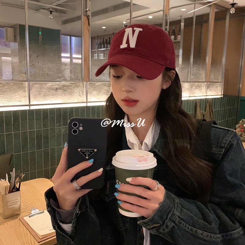 Mũ Lưỡi Trai Mềm Mại Họa Tiết Chữ N Phong Cách Hàn Quốc