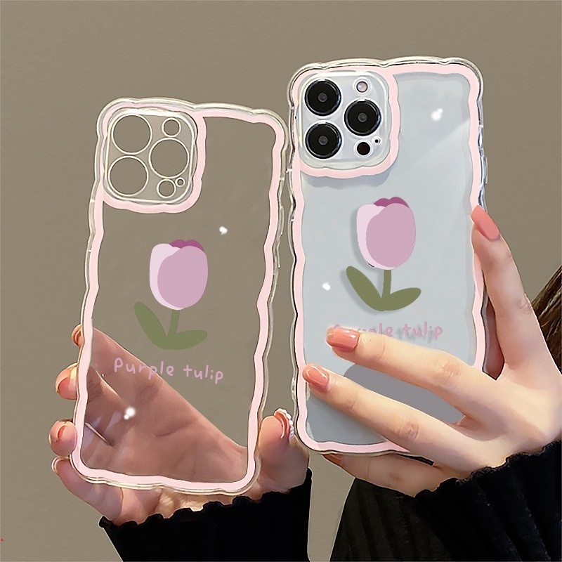 Ốp Điện Thoại Mềm Trong Suốt Họa Tiết Hoa Tulip Cho iPhone 11 12 13 Pro MAX X XR XS MAX 12Pro 6 7 8 Plus