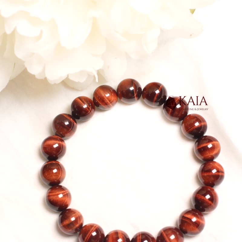 Vòng tay phong thủy mắt hổ đỏ nâu 10mm mệnh hoả mệnh thổ phụ kiện thời trang KAIA