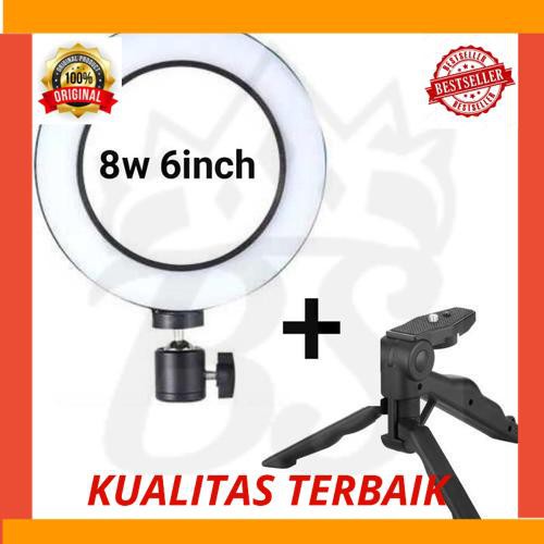 Đèn Led Hình Vòng 8w 6 Inch Plus Mini Gắn Giá Đỡ Ba Chân Cho Camera