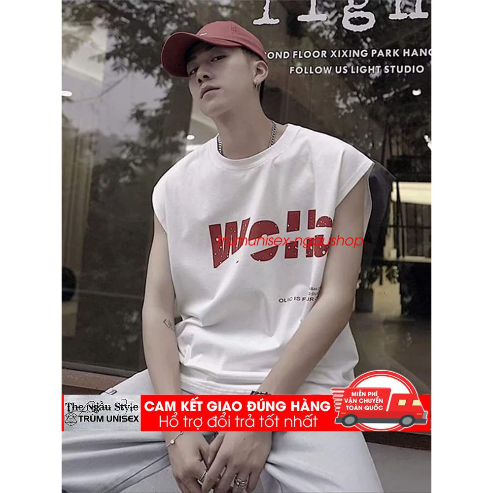 Áo thun Tanktop ba lổ thể thao in decal chữ WELL form rộng unisex Trumunisex