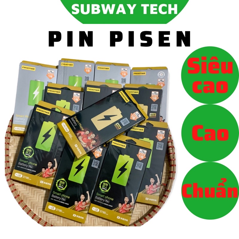 Pin Pisen Dung Lượng Chuẩn/Cao/Siêu Cao Từ 5S đến 11ProMax + Bảo Hành 12 Tháng