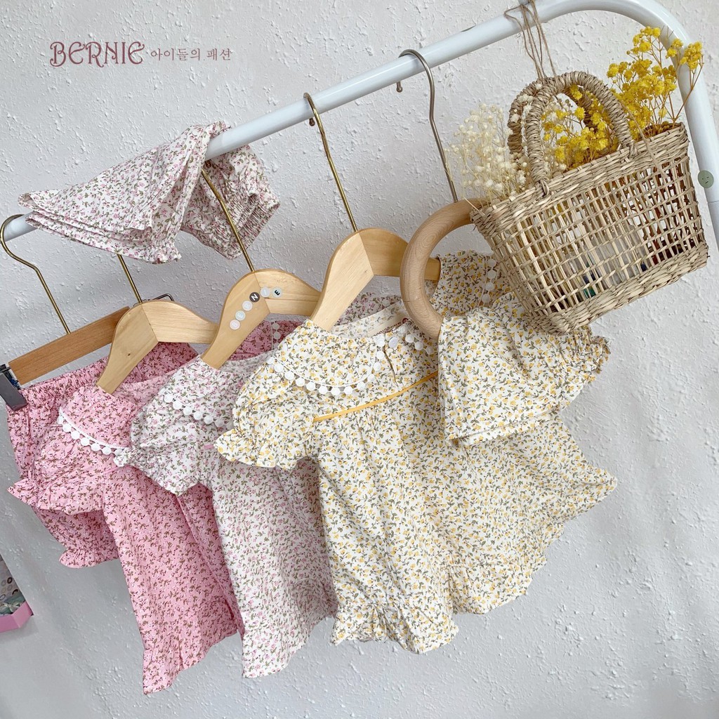 [Mã FAMAYFA2 giảm 10K đơn 50K] Bộ thô bé gái phong cách babydoll, set váy đầm phối ren phong cách Hàn Quốc