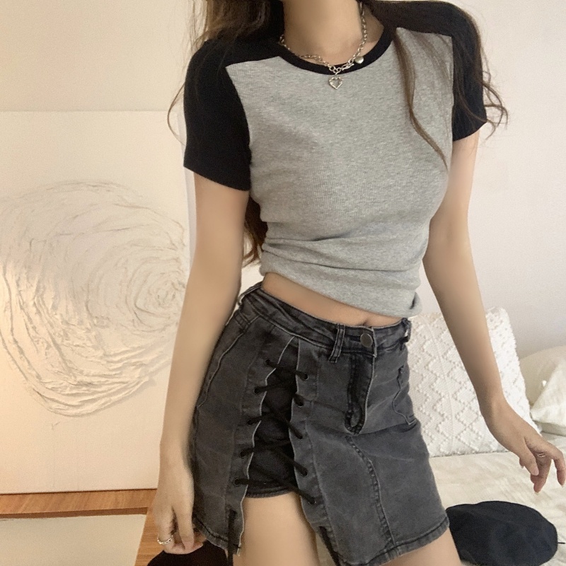 Áo thun SUXI tay ngắn cổ tròn màu thời trang dành cho nữ