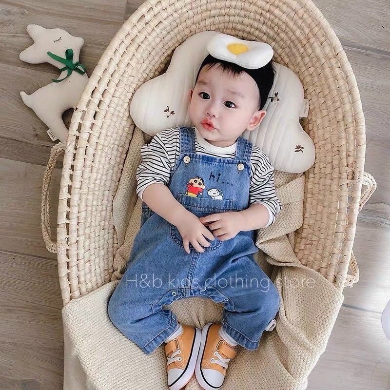 Set yếm jeans dài kèm áo thun cho bé trai/ bé gái