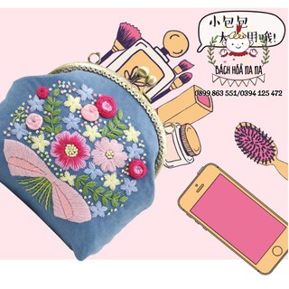 [Có Sẵn] Bộ KIT  DIY Nguyên liệu Thêu Túi Xách xinh xắn - Loại To 16.5cm - Nana Handmade Shop - Túi Thêu Túi Thơm