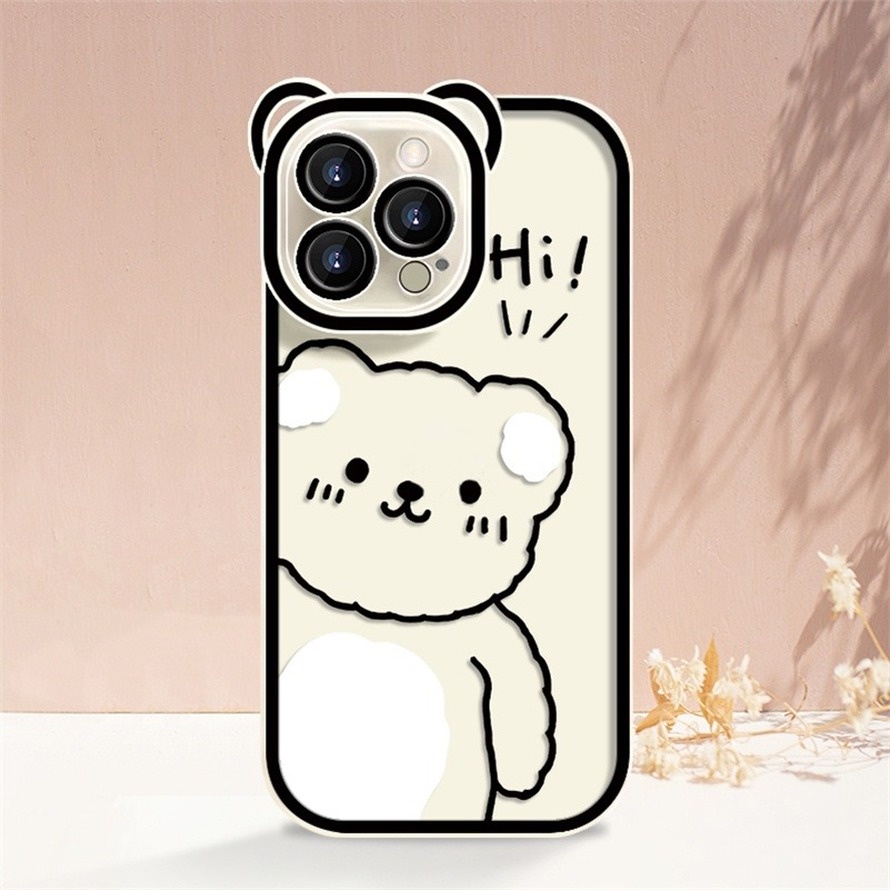 Ốp Điện Thoại Silicon tpu Mềm In Hình Gấu selfie Cho iphone 15 14 13 12 11 pro max x xr xs max se 8 7 6 6s plus