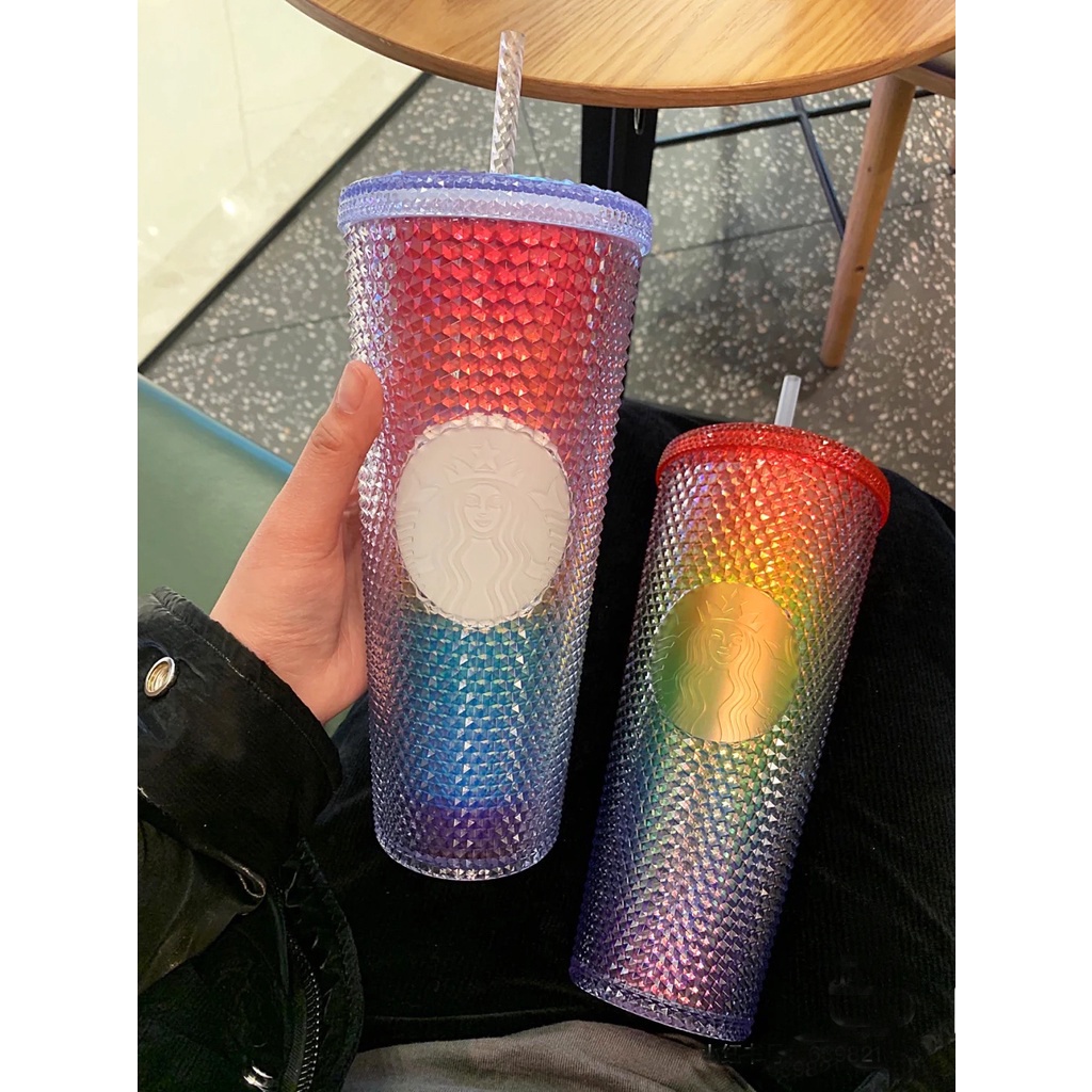 Cốc uống nước có ống hút thiết kế kiểu vỏ sầu riêng họa tiết 710ml Starbucks có thể tái sử dụng làm quà tặng độc đáo