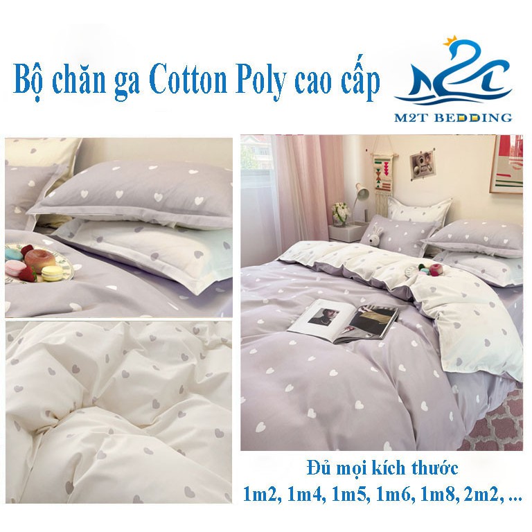 Bộ chăn ga gối Màu Pastel M2T bedding drap cotton poly Hàn Quốc mùa tình yêu đủ size