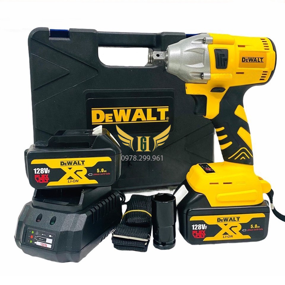 Máy Siết Bu Lông, Máy Vặn Vít DEWALT 198Vf - 2 Pin - Không Chổi Than Đầu rỗng Bắn vít Khoan - Tặng 5 đầu khẩu