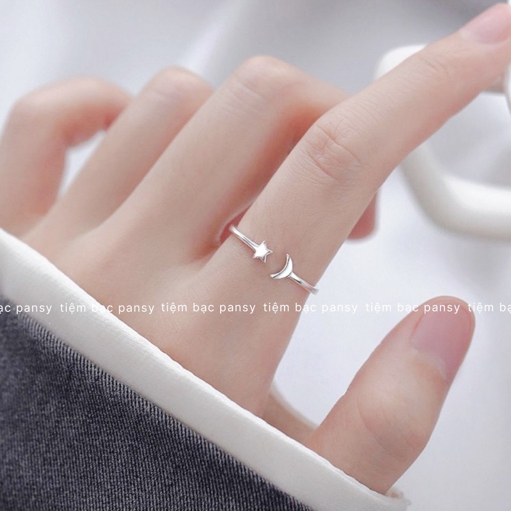 Nhẫn bạc nữ PANSY trăng sao freesize - Nhẫn bạc ta thiết kế basic cá tính
