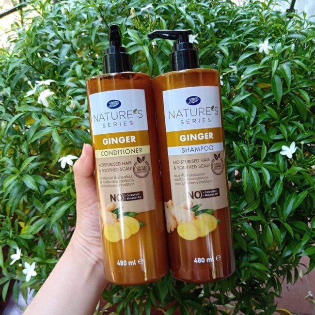 Set dầu gội gừng + dầu xả Boots Nature's Series Ginger Shampoo and conditioner Thái Lan