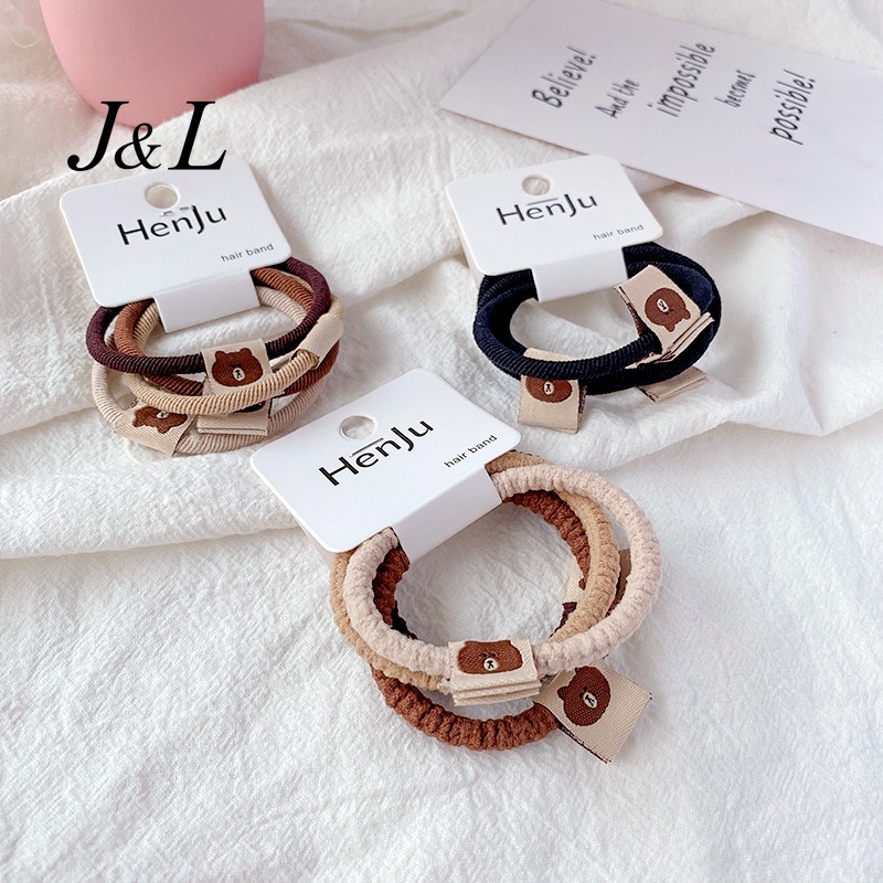 Set 4 dây cột tóc cao su hình gấu dễ thương cho nữ