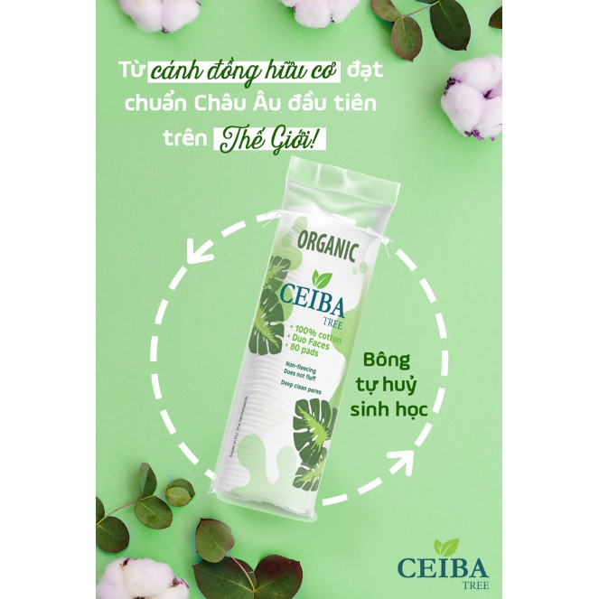 [Mã COS1904 giảm 8% đơn 300K] Bông Tẩy Trang Hữu Cơ Organic Ceiba Tree 80 miếng | BigBuy360 - bigbuy360.vn